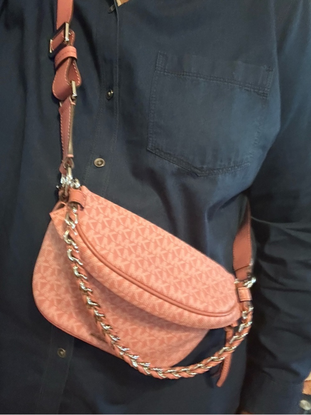 MICHAEL Michael Kors Pink Monogram Canvas Crossbody Belt Bag - Picture 7 of 7